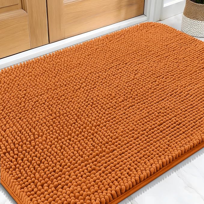 OLANLY Dog Door Mat for Muddy Paws 34x21, Absorbs Moisture and Dirt, Absorbent Non-Slip Washable Doormat, Quick Dry Chenille Mud Mat for Dogs, Entry Indoor Entryway Carpet for Inside Floor, Clay by OLANLY