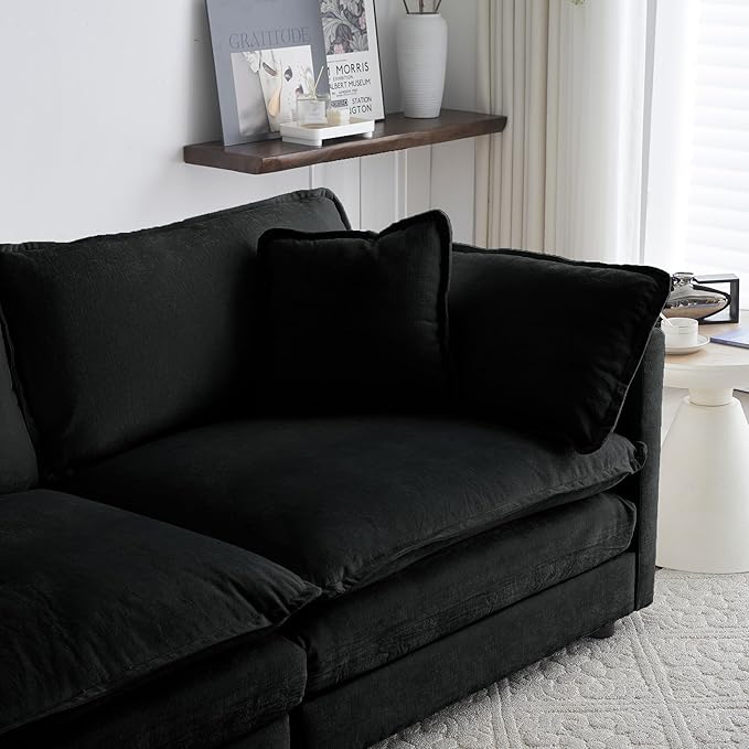 ERYE Oversized Loveseat Sectional Sofa Modern Deep Seat Reversible Chaises Sofa&Couch with 2 Movable Ottomans and 4 Pillows, Modular Sleeper Upholstered Couch for Living Room,Apartment,Studio,Office