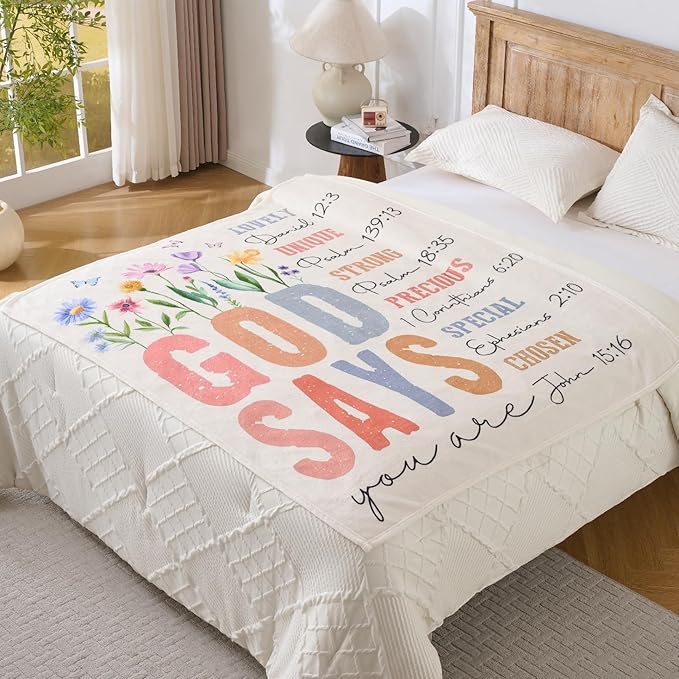Christian Gifts for Women ?€? ?€?God Says You are?€? Scripture Throw Blanket with Bible Verses, Inspirational Religious Fleece Blanket for Mom Wife Sister Friends, Soft & Cozy, 50x60