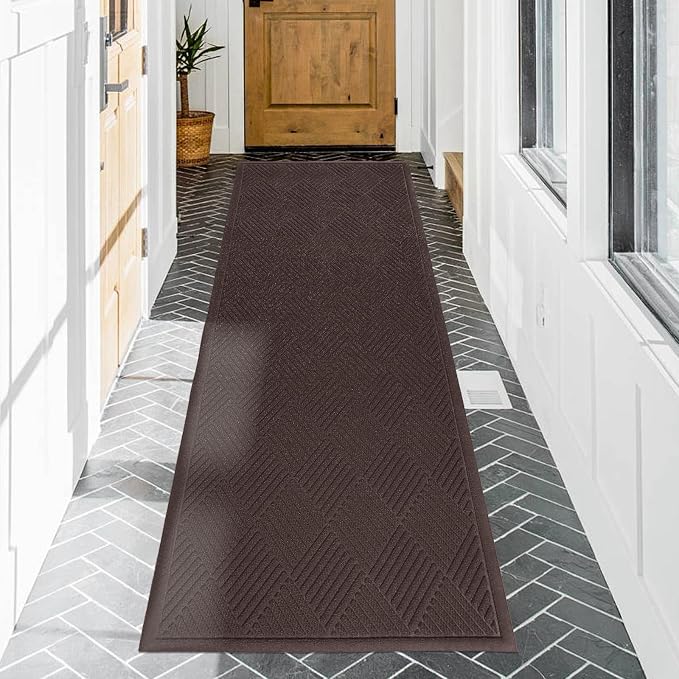 HIYARD Sturdy Front Door Mat, Absorbent Muddy Dirt Resist Welcome Door Mats Outdoor Indoor, Stain and Fade Resistant, Non-Slip Rubber Backing Low Profile Doormat for Entryway, 72×24, Coffee by HIYARD