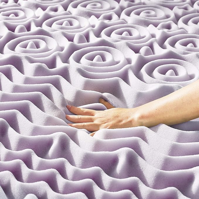 Mellow 1.5 Inch 5-Zone Memory Foam Mattress Topper, Soothing Lavender Infusion, Twin