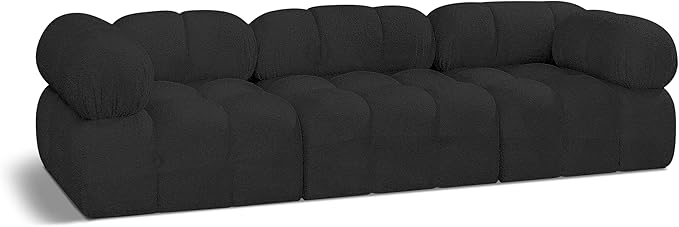 Meridian Furniture 611Black-S102A Ames Collection Modern | Contemporary Modular Sofa with Rich Black Boucle Fabric, Modular to Create Infinite Configurations, 102" W x 34" D x 28" H, Black