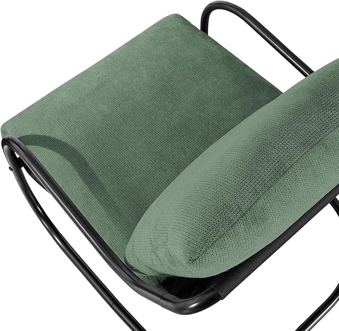 Peace nest Modern Accent Chair,Comfy Living Room Suspended Chair with Mental Frame,Bedroom Armchair with Soft Upholstered Cushion for Balcony Lounge Reading Meeting Room,Green