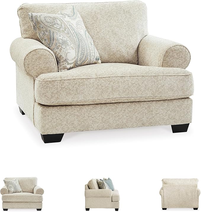 Signature Design by Ashley Monaghan Classic Upholstered Oversized Chair with Reversible Cushion, Beige