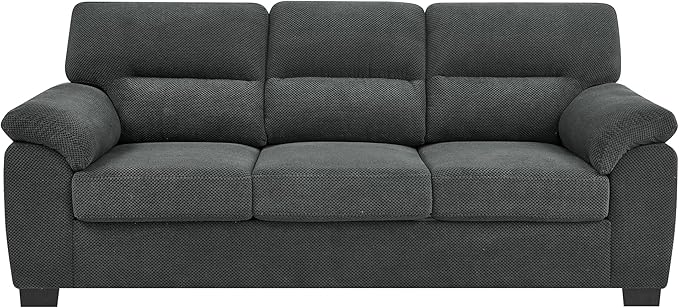 Ball & Cast 3 Seater Sofa Couch with Deep Seats,81" Modern Upholstered Sofa with Padded Armrests, Comfy Couches for Living Room,Apartment and Office,Dark Gray