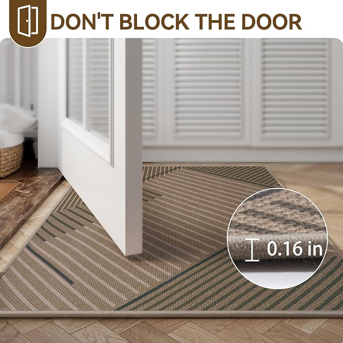 Front Door Mat 24''x35'', Non Slip Absorbent Dirt Resist Washable Low-Profile Indoor Doormat, Easy Clean Welcome Entryway Door Mats, Brown - Image 6