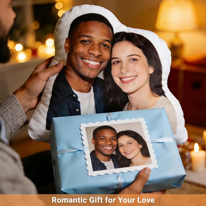 Custom Photo Shaped Pillow, Personalized Face & Pet Pillow, Funny Customized Throw Pillow Gift for Boyfriend Girlfriend Mom Dad, Pet Memorial Gift, Birthday Christmas White Elephant