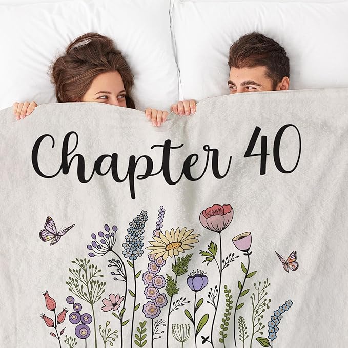 Afterprints 40th Birthday Gifts Women, Chapter 40 Blanket Gift for Her, 40 Year Old Birthday Gifts for Women, Friend, Sister, Mom, 1986 Bday Gift, Turning 40 Throw Blankets 50'' x 60''