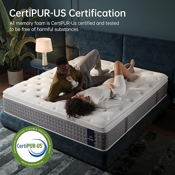 DCOOLAULTRA 12 Inch Full Size Mattress, Medium Firm Hybrid with Memory Foam & Individually Wrapped Coils, CertiPUR-US Certified, Fiberglass-Free Design