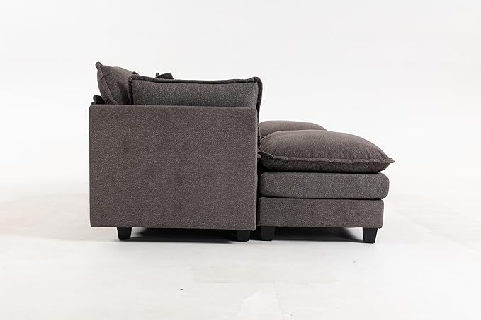 Eafurn 150" Oversized Modular Sectional Sofa with Movable Ottomans, 6 Seat Modern Corduroy Sofa Set, Convertible U/L Shaped Corner Couch for Living Room Apartment