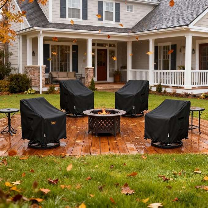 Patio Chair Covers Waterproof Patio Furniture Covers,30W x 34D x 38 H Inches Outdoor Swivel Chair Cover 4 Pack -Black - Image 7