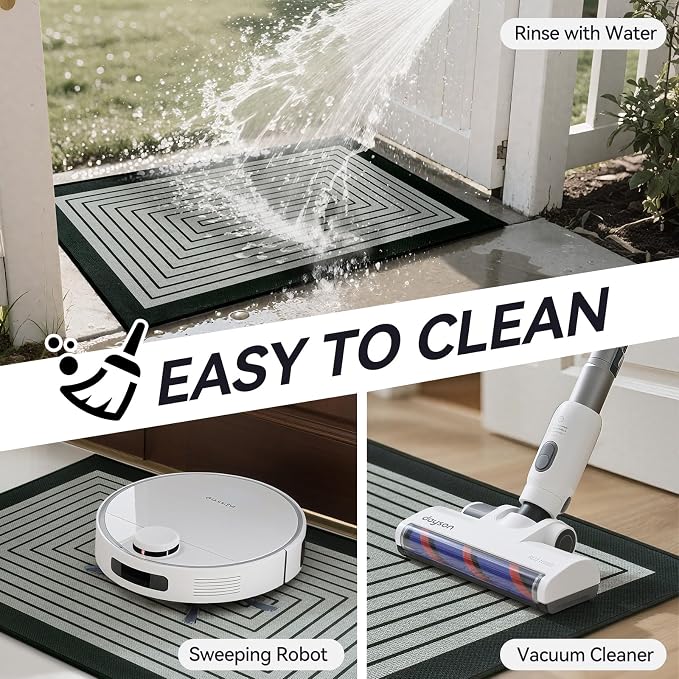 Front Door Mat 24''x35'', Absorbent Dirt Resist Washable Non Slip Low-Profile Indoor Doormat, Easy Clean Entryway Welcome Door Mats, Grey - Image 5