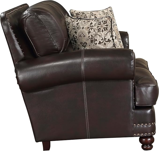 Lexicon Sébastien Breathable Faux Leather Living Room Loveseat, Brown