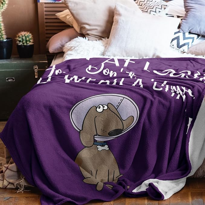 Get Well Gifts for Women/Men After Surgery, Sympathy Gift, Feel Better/Get Well Soon Gift for Women, Surgery Recovery Gift for Men, at Least You Dont Have to Wear A Cone Purple Blanket 60"x80"