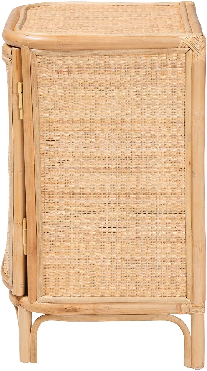 Bali & pari Kiara Bohemian Natural Rattan Nightstand - Image 6
