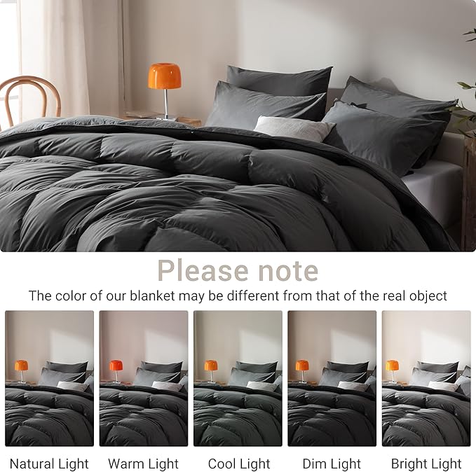 Goose Feather Down Fiber Comforter Cal King Size,100% Organic Cotton Duvet Insert,All-Season Luxury Duvet Insert with Baffle Box Design, 750+Fill Power Hotel Collection Bedding Comforter