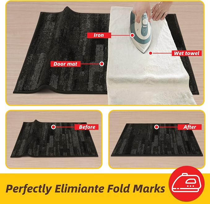 JSEI Dirt Trapper Door Mat 32"x48", Non-Slip Doormats Washable Entryway Mat, Welcome Floor Mat Absorbent Low Profile Dog Door Mats for Front Back Door, Wet Shoes & Paws, Dark Gray - Image 9