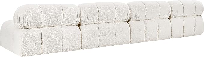 Meridian Furniture 611Cream-S136B Ames Collection Modern | Contemporary Modular Sofa with Rich Cream Boucle Fabric, Modular to Create Infinite Configurations, 136" W x 34" D x 28" H, Cream