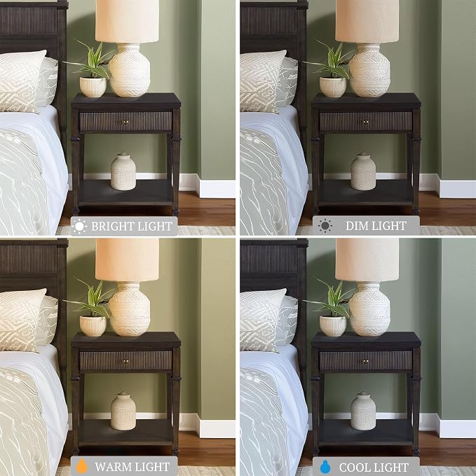 Martha Stewart Kenna Drawer Nightstand for Bedroom Nightstand with Drawer Lily Pond Collection Bedside Table Cottage Design Fluted Drawer, Metal Hardware, Coastal Bedroom Furniture, 26" H Dark Coffee - Image 6