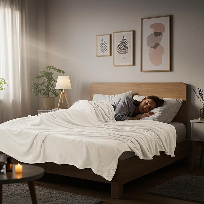 Utopia Bedding Fleece Blanket Queen Size Linen (90x90 Inches) Ultra Soft Warm Lightweight Microfiber Breathable Anti-Static Cozy Bed Blanket, All-Season Home Decor Gift for Men & Women
