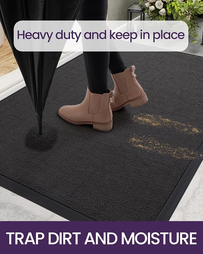 DEXI Front Door Mat Outside Entrance, 2x3 ft Rubber Entry Doormat Heavy Duty, Welcome Mats Non Slip for Inside House Floor Entryway Back Doors Exterior Patio, Grey - Image 5