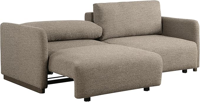 Serta Vail 86" Convertible Sleeper Sofa, Queen Size, Wall-Hugging Dreamglide Mechanism, Dreamcoil Comfort, Boucle Fabric, Brown