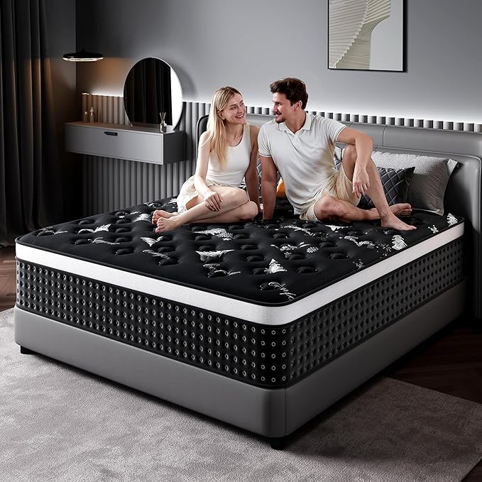 Full Size Mattress, 12 Inch Memory Foam Mattress in a Box, Breathable Fabric, Pocket Springs Hybrid Mattress for Motion Isolation Pressure Relief, CertiPUR-US, Medium Firm Full Mattresses