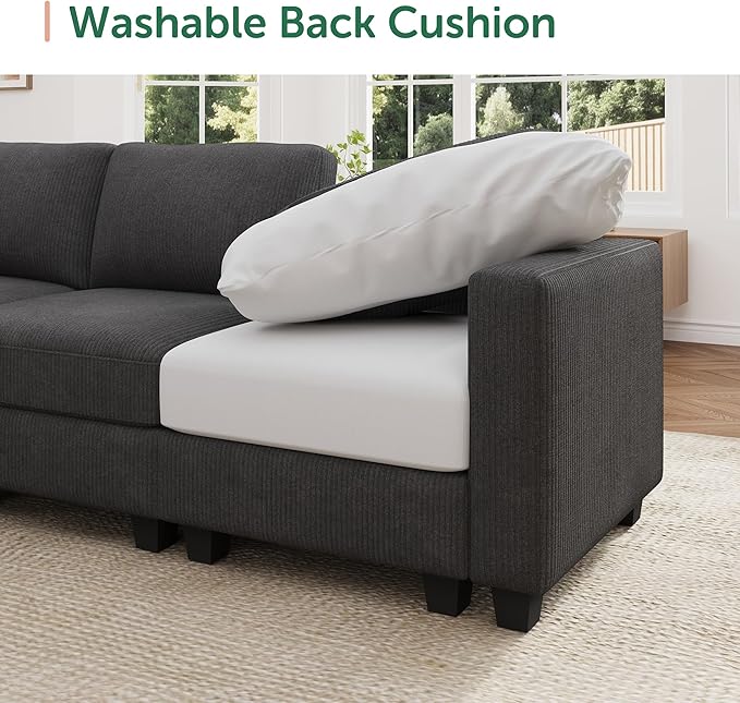 HONBAY Modular Sectional Sofa, Single Chair for Sectional Couch, Grey