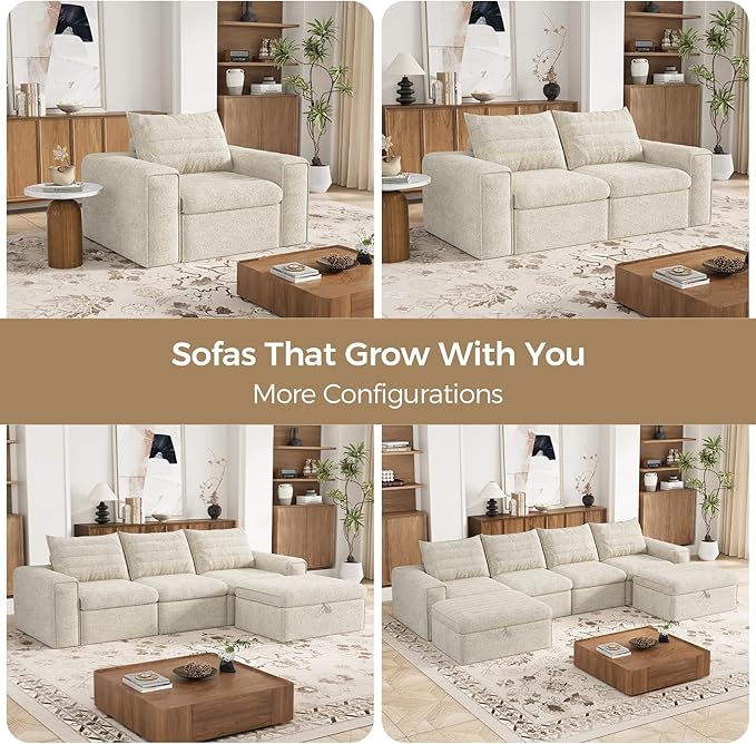 41.7" Single Cloud Sofa, Boneless Couch for Small Spaces, Modern Comfortable Upholstery Sofas with Pillows for Living Room, Apartment, Dorm, Office, Removable Cover, No Assembly Required, Apricot