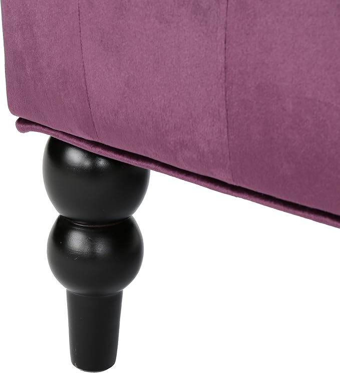 Christopher Knight Home GDFStudio Leona Modern Glam Tufted Velvet Wingback Loveseat, Raisin and Dark Brown