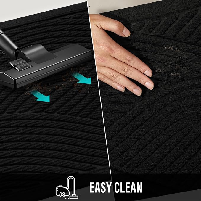 HIYARD Sturdy Front Door Mat, Absorbent Muddy Dirt Resist Welcome Door Mats Outdoor Indoor, Stain and Fade Resistant, Non-Slip Backing Entry Mat Low Profile Doormat for Entryway, 72×24, Black - Image 7