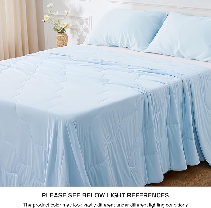 Love's cabin Cooling Comforter King Size, Double Sided Cooling Blankets for Hot Sleepers, Q-Max>0.4 Instant Cool-to-Touch, 2X Breathable & Moisture-Wicking, Oeko-TEX Certified, 108"x90" Blue