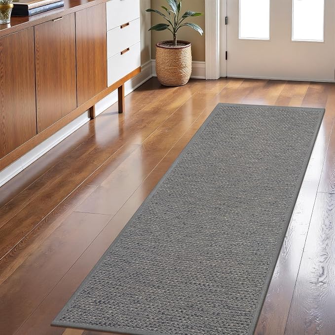 LEKEEPGO Long Door Mat 24"x59", Non Slip Door Mat Indoor Entrance, Rubber Backing Front Indoor Door mats Washable Absorbent Low-Profile Entryway Entry Resist Dirt Inside Hallway Door Mats, Light Grey by LEKEEPGO
