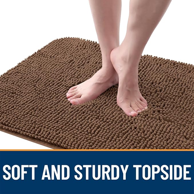 OLANLY Dog Door Mat for Muddy Paws 45x27, Absorbs Moisture and Dirt, Absorbent Non-Slip Washable Doormat, Quick Dry Chenille Mud Mat for Dogs, Entry Indoor Entryway Carpet for Inside Floor, Mocha - Image 4