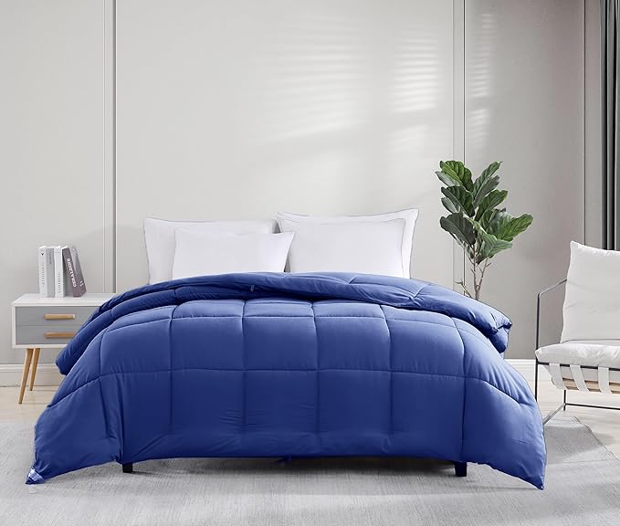 Casa Platino Bedding Comforters Queen Size - Super Soft Duvet Insert with 8 Tabs - Comfy & Cozy All Season Queen Size Quilted Comforter - Down Alternative Premium Bed Comforters - 88"x88", Dark Blue