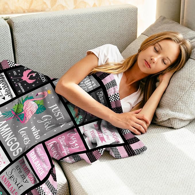 Flamingo Gifts Blanket 50"x40", Pink Flamingo Gifts for Women Girl Unique, Flamingos Decor, Christmas Birthday Gift Ideas for Flamingos Lovers