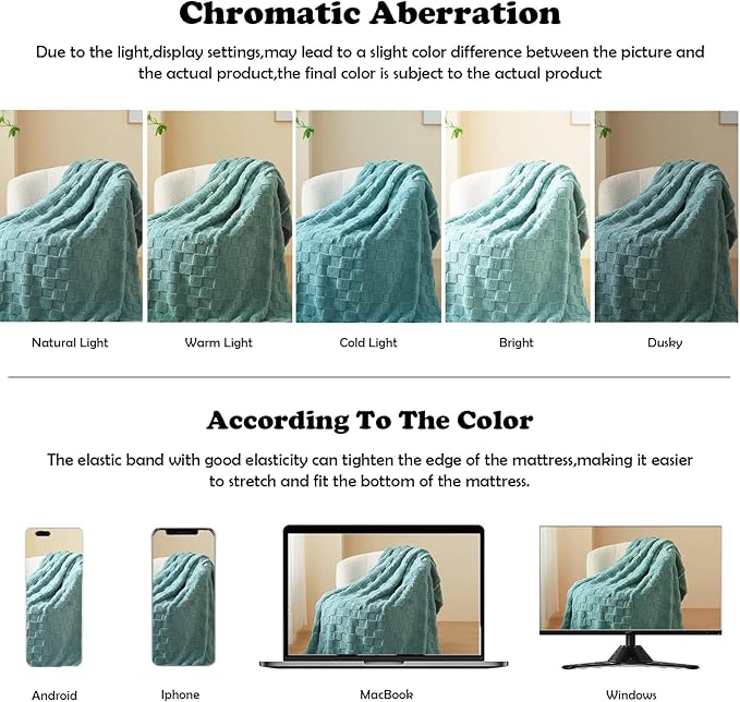 NEWCOSPLAY Super Soft Queen Blanket Light Teal Premium Silky Flannel Fleece 3D Checkered Lightweight Bed Blanket All Season Use (Light Teal Checkered, Queen(90"x90"))