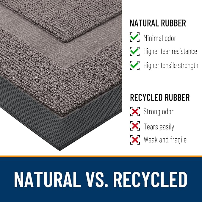 OLANLY Front Door Mat Indoor Outdoor Entrance, Waterproof All-Season, All-Weather Doormat, Sturdy Natural Rubber, Low Profile, Easy Clean Patio Porch Entryway Mat, 71x23, Taupe - Image 4