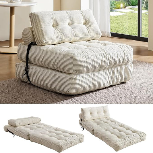Folding Sofa Bed, Convertible Sleeper Chair with Pillow, Foldable Mattress with Back Support, Portable Floor Sofa Lounge for Living Room Bedroom Dorm