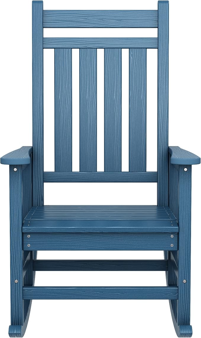 SERWALL Oversized Rocking Chair, Outdoor Rocking Chair for Adults, All Weather Resistant Porch Rocker for Lawn Garden, Blue - Image 6