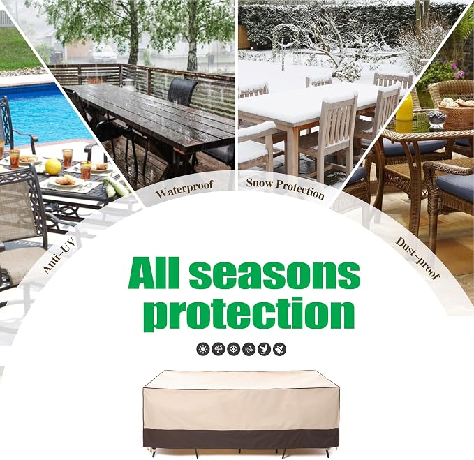 F&J Outdoors Heavy Duty Rip-stop Fabric Extra Large Anti-UV Waterproof Patio Furniture Covers, 140"x86"x30.5" - Image 8