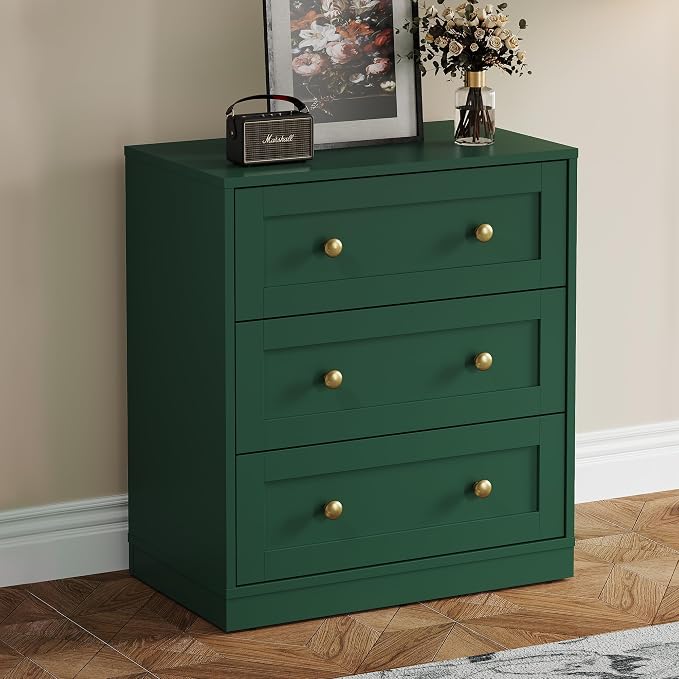 RoyalCraft Small 3 Drawer Dresser, Green Dresser for Bedroom, Wood Nightstand with Drawers, Modern Chest of Drawers for Closet, Living Room, Entryway by Bringyoubetterlife