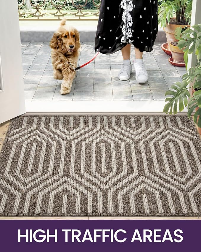 DEXI Front Door Mats for Entryway, 32x48 Non Slip Washable Low-Profile Entry Doormat, Absorbent Resist Dirt Inside Floor Entrance Mat, Patio, Brown - Image 7