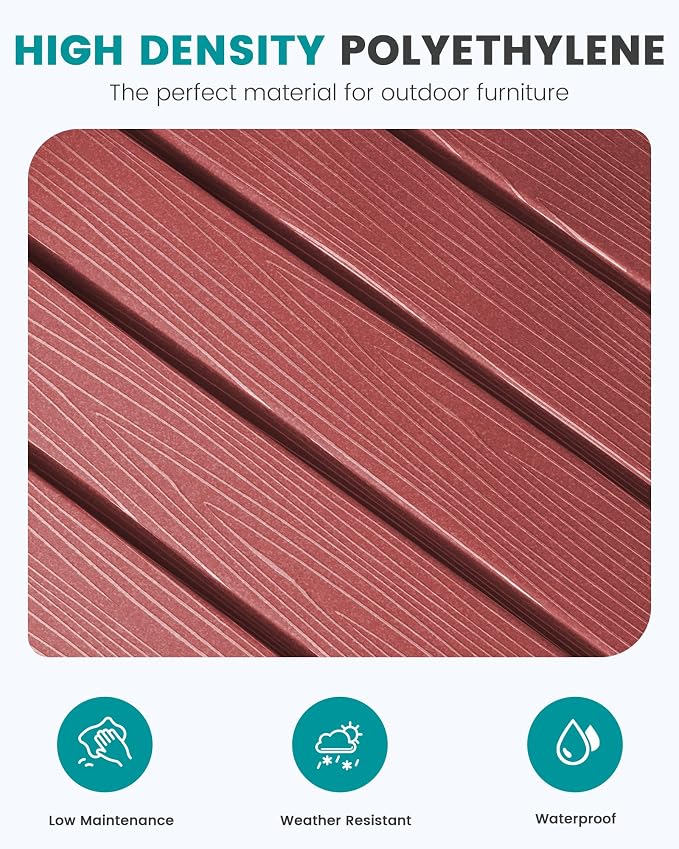 SERWALL Oversized Outdoor Rocking Chair Set of 4, HDPE Rocker for Adults, Patio Rocking Chairs for Porch, Crimson Red - Image 8