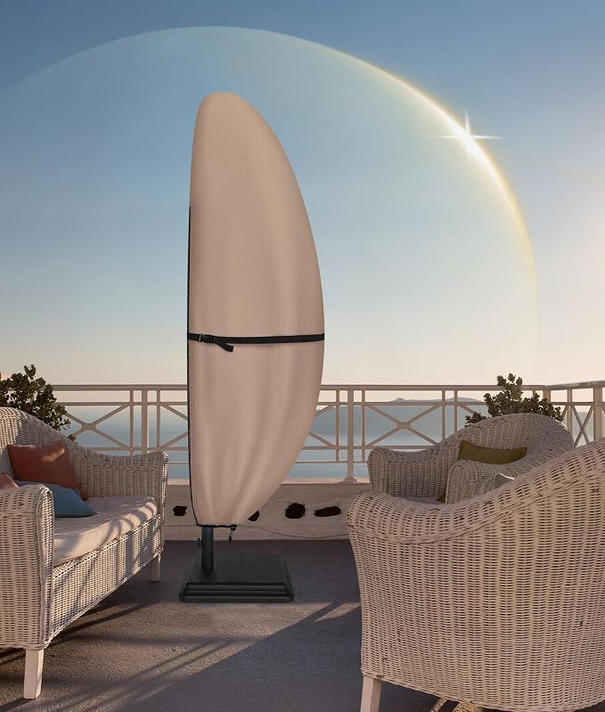 ULTCOVER Patio Parasol 600D Waterproof Outdoor Offset Banana Style Umbrella Cover - Fits Cantilever Offset Umbrella 7.5-11.5 Feet - Image 8