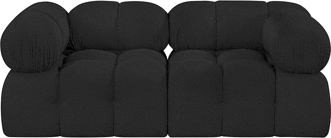 Meridian Furniture 611Black-S68A Ames Collection Modern | Contemporary Modular Sofa with Rich Black Boucle Fabric, Modular to Create Infinite Configurations, 68" W x 34" D x 28" H, Black
