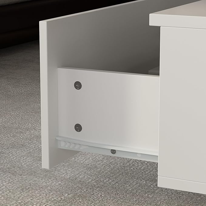 ECACAD Modern LED Coffee Table with 2 Drawers, Tempered Glass Top & Remote Control, Rectangle Coffee Center Table for Living Room & Reception Room, White 31.5”D x 55.1”W x 11.8”H