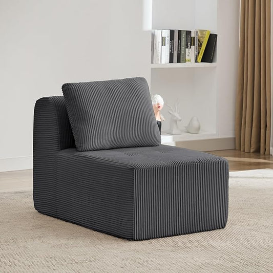 KIGOTY Modular Sectional Sofa Set, Comfy Cloud Sectional Couch with Deep Seat, Modern Boneless Couch for Living Room, No Assembly Required (Grey, 1 PCS-Middle Chair)