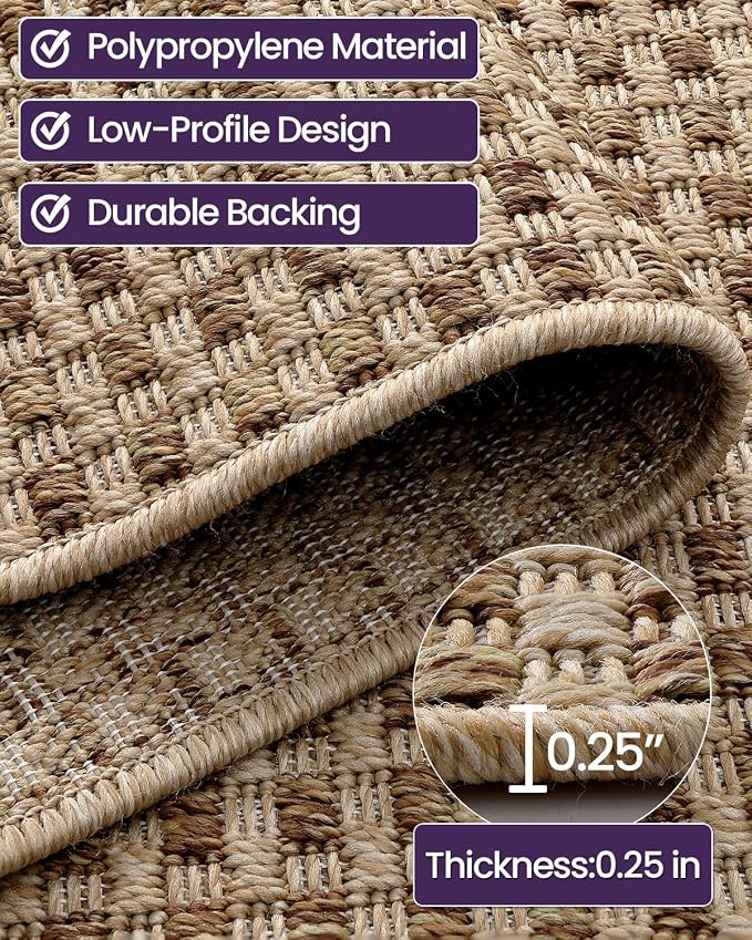 DEXI Dirt Trapper Door Mat, 31x60 Washable Doormat, Dirt Resistant and Absorbent, Easy Clean Low-Profile Floor Rugs for Entryway, Front Door, and Inside Entrance, Checkered Beige - Image 7