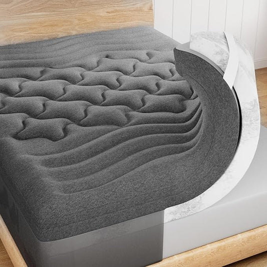 HOMRELEXA Dual Layer 4 Inch Bamboo Memory Foam Mattress Topper Full Size, 2 Inch Thick Soft Quilted Pillow Top Cover Plus 2 Inch Charcoal Gel Memory Foam Mattress Pad for Back Pain Relief